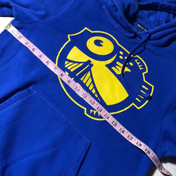 Rare Mens GOLDEN STATE WARRIORS Basketball Blue & Gold “Fish” Hoodie SWEATSHIRT - Picture 6 of 8